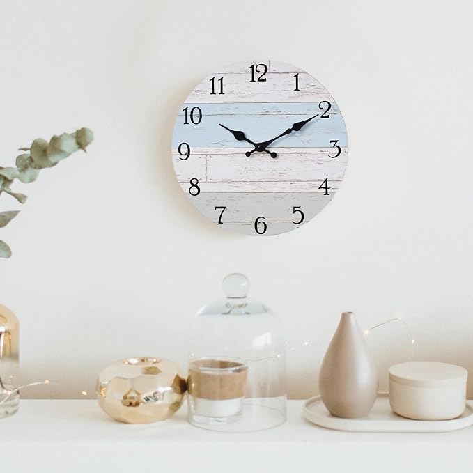 KECYET Wall Clock 8 Inch Silent Non-Ticking Coastal Beach Style Wall Clocks - Image 4