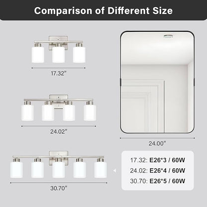 FonmYim Brushed Nickel Bathroom Light Fixtures, 5-Light Modern Vanity Light - Image 6