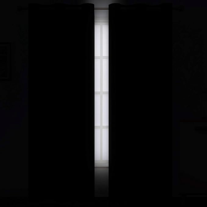 LEMOMO Black Blackout Curtains 34 x 84 Inch Length/Set of 2 Curtain - Image 3