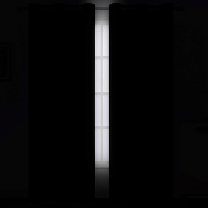 LEMOMO Black Thermal Blackout Curtains/42 x 84 Inch/Set of 2 Panels Room - Image 3