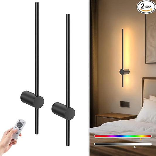 NIORSUN 24 Inch Battery Operated Wall Sconce Set of 2, 10 Colors Dimmable by NIORSUN