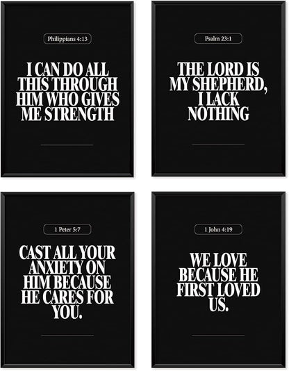 Locomiss Black Christian Wall Art Decor Posters, Minimalist Jesus Scripture by Unknown