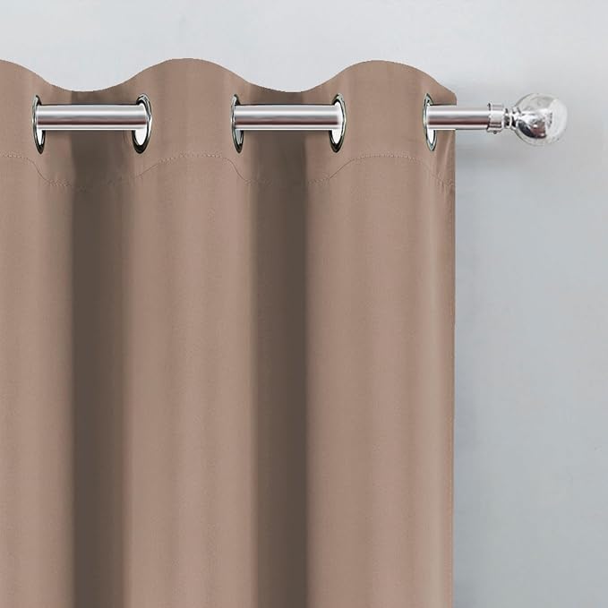 LEMOMO Blackout Curtains 66 x 72 Inch Long Cappuccino Curtains Set of 2 Panels - Image 6
