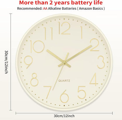 Foxtop Modern Wall Clock Silent Non Ticking Battery Operated Quartz Round Wall - Image 2