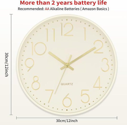 Foxtop Modern Wall Clock Silent Non Ticking Battery Operated Quartz Round Wall - Image 2