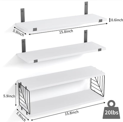 Fixwal 3+1 Tier Bathroom Floating Shelves Over Toilet, 15.8in Farmhouse Rustic - Image 2