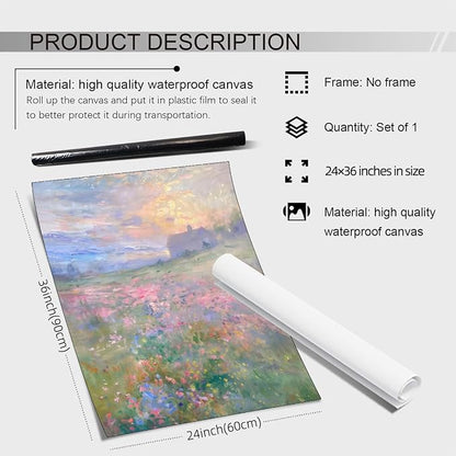 rumlud Pastel Nature Floral Poster Vintage French Country Landscape Wall Art - Image 2