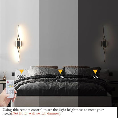 Daunton Modern Hardwired Wall Sconce Set of 2, LED Black Wall Light - Image 7