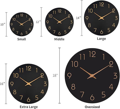 Mosewa Large Wall Clock 18 Inch Black Battery Operated Silent Non Ticking - Image 4