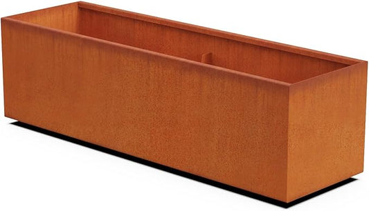 Corten Steel Planter Rectangle Outdoor Metal Garden Box Heavy Duty | Made in USA | Fully Assembled
