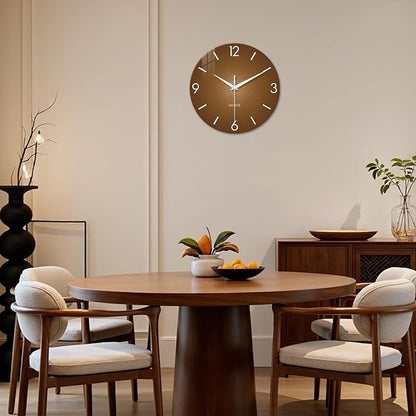 XFM Modern Wall Clock for Living Room Decor 24 Inch Large Brown Analog Wall - Image 4