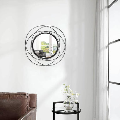 Black Circle Mirror Wall Decorative Metal Mirror Art Small Round Wall-Mounted - Image 4