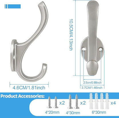 8 Pack Coat Hooks Wall Mount Heavy Duty Utility Retro Double Hooks - Image 3
