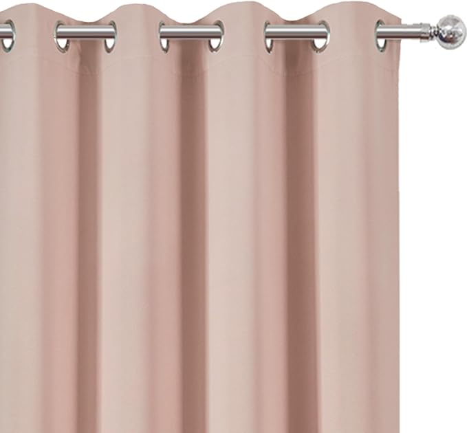 LEMOMO Blackout Curtains 66 x 95 inch/Blush Curtains Set of 2 Panels/Thermal - Image 6