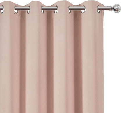 LEMOMO Blackout Curtains 66 x 95 inch/Blush Curtains Set of 2 Panels/Thermal - Image 6