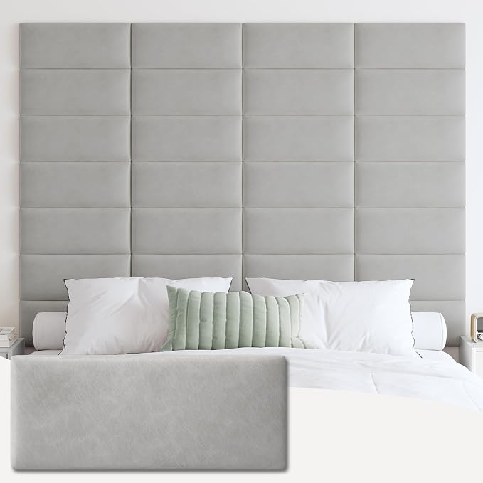 IFNOW Wall Mounted Upholstered Headboard King, 3D Peel and Stick Soundproof by IFNOW
