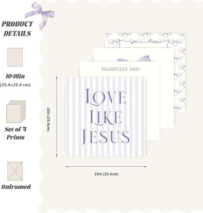 LARTSFRO Coquette Purple Bow Jesus Wall Art Decor Posters, Inspirational Bible - Image 2