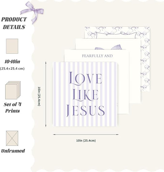 LARTSFRO Coquette Purple Bow Jesus Wall Art Decor Posters, Inspirational Bible - Image 2