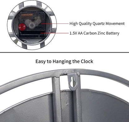 24 inch Large Wall Clock Decorative Metal Retro Oversized Clocks Decor - Image 5