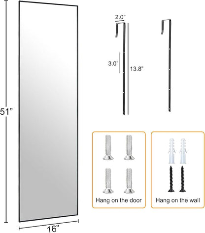 Ruomeng 51x16 Inch Full Length Door Hanging Mirror, Rectangle Full Body Mirror - Image 4