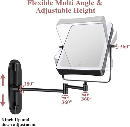 Wall Mounted Lighted Makeup Mirror, Rectangle Double Sided 1X/10X Magnifying - Image 5