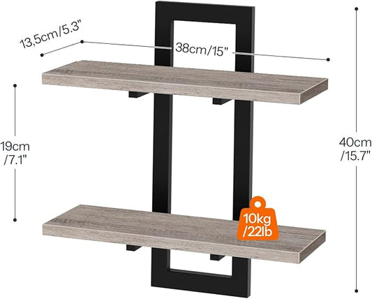 HOOBRO Floating Shelves, 15 Inch Wall Shelf Set of 4, Wall Mounted Storage - Image 2