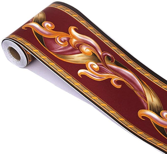 Elegant Peel Stick Red Floral Wallpaper Border Self Adhesive Molding Home - Image 2