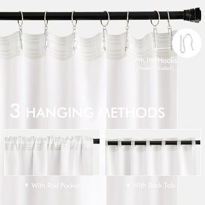 MIULEE Pure White Back Tab Blackout Curtains 90 Inches Long 2 Panels Set - Image 3
