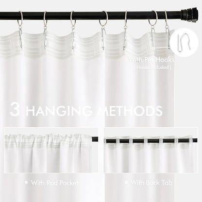MIULEE Pure White Back Tab Light Blocking Curtains 72 Inch Length 2 Panels Set - Image 3