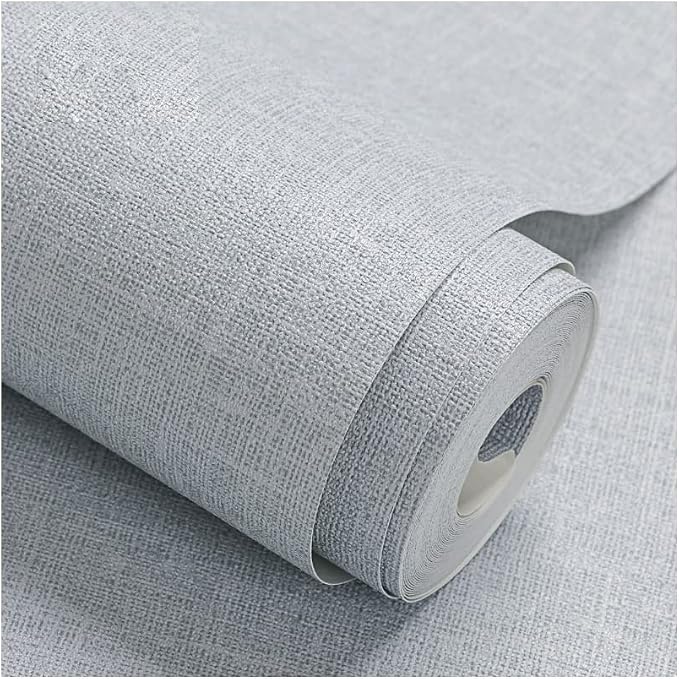 Fabric Peel and Stick Wallpaper Gray Faux Grasscloth Wallpaper Self-Adhesive by HellKitWallpaper