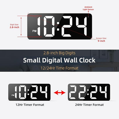 LED Digital Wall Clock with Large Display, Big Digits, Auto-Dimming, 12/24Hr - Image 2