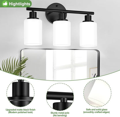 Zarbitta 3-Light Bathroom Light Fixtures, Bathroom Wall Lamp - Image 4