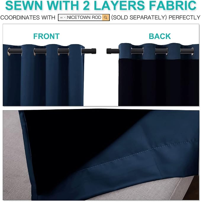 NICETOWN 100% Blackout Curtain Set, Thermal Insulated & Energy Efficiency - Image 4