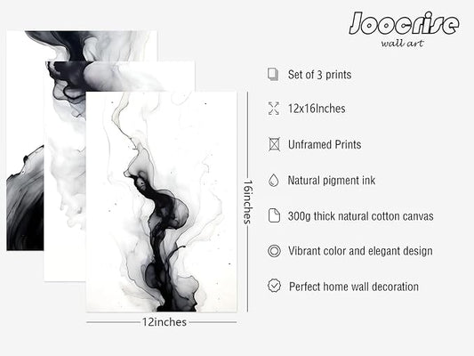 Black White Abstract Wall Art Decor Gray Modern Wall Art Minimalist Canvas - Image 2