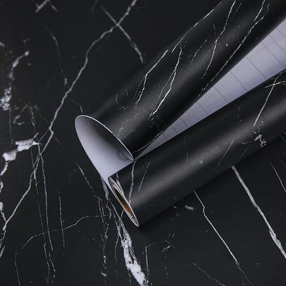 practicalWs 11.8"×78.7" Black Marble Contact Paper Matte Peel and Stick Kitchen by practicalWs