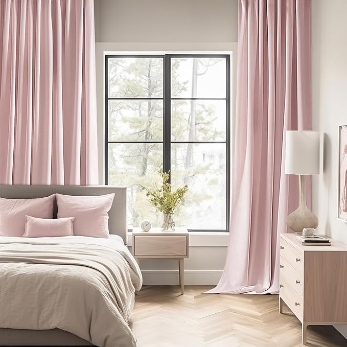 MIULEE Baby Pink Back Tab Blackout Curtains 90 Inch Long 2 Panels Set - Image 2