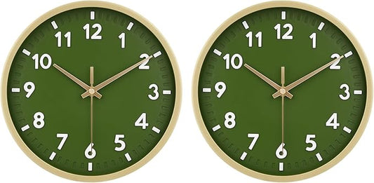 HIPPIH Wall Clock 2 Pack, 10 Inch Modern Wall Clocks Battery Operated, Non by HIPPIH