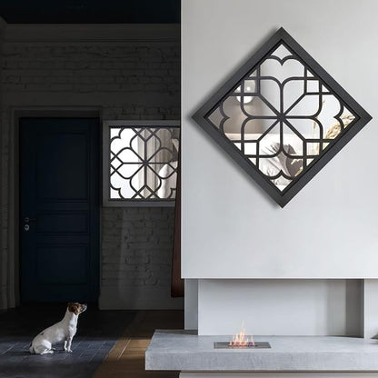 Wocred 2 PCS Square Wall Mirror, Gorgeous Rustic Farmhouse Accent Mirror - Image 6