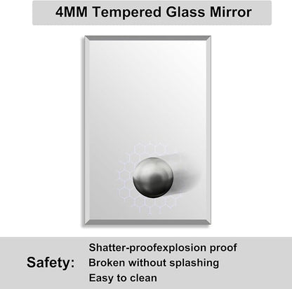 Beveled Bathroom Mirror for Wall, Rectangle Frameless Wall Mirror 24" x 16" - Image 5