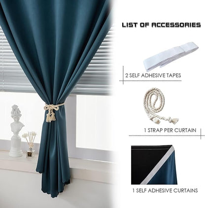 AJAZZ Self Adhesive Curtains 100% Blackout Shades Window Cover Sticky Curtain - Image 2