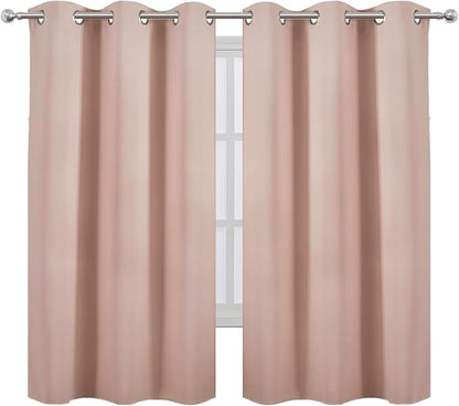 LEMOMO Blackout Curtains 42 x 63 inch/Blush Curtains Set of 2 Panels/Thermal - Image 2