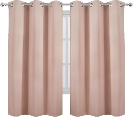 LEMOMO Blackout Curtains 42 x 63 inch/Blush Curtains Set of 2 Panels/Thermal - Image 2