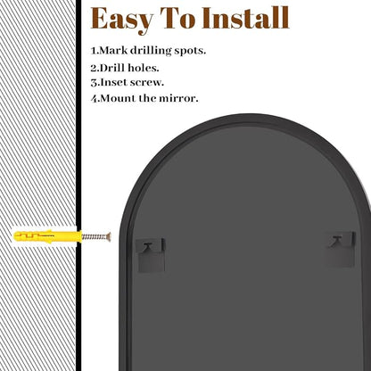 VooBang Wide Arched Wall Mirror, 38 x 40 inch Arch Bathroom Mirror, Wall - Image 5
