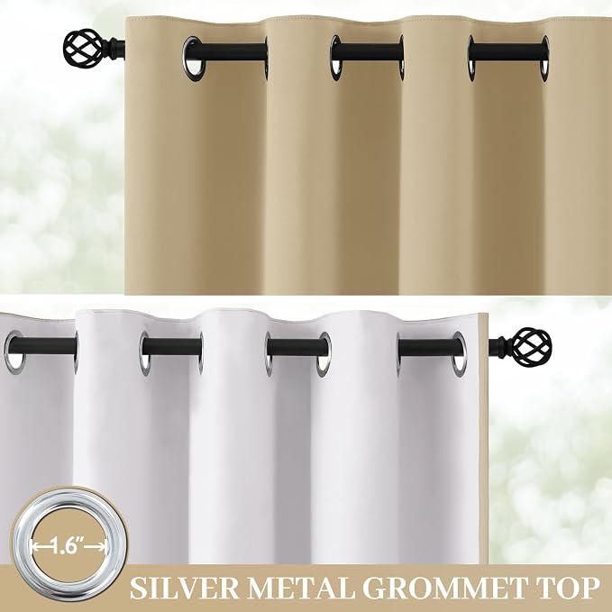 Yakamok 100% Blackout Curtain Panels 63 inches Cold and Light Blocking Drapes - Image 2