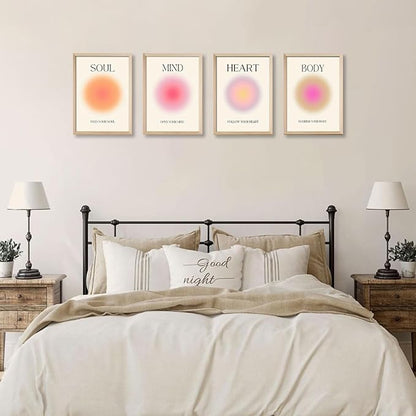 Framed 4 colorful abstract halo posters angel number positive energy - Image 6