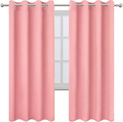 LEMOMO Blackout Curtains 66 x 72 Inch Long Pink Curtains Set of 2 Panels Room - Image 2