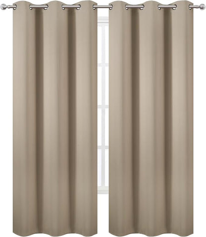 LEMOMO Khaki Thermal Blackout Curtains/42 x 84 Inch/Set of 2 Panels Room - Image 2
