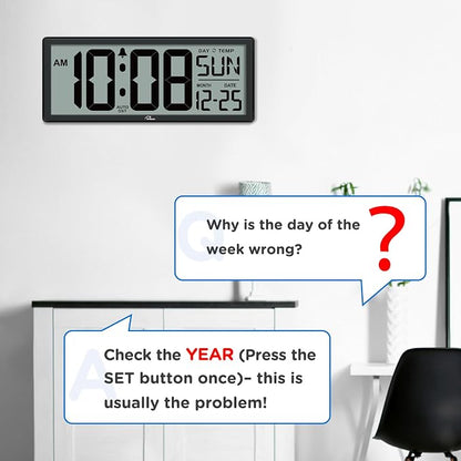 WallarGe Backlight Digital Wall Clock Battery Operated - - Image 9