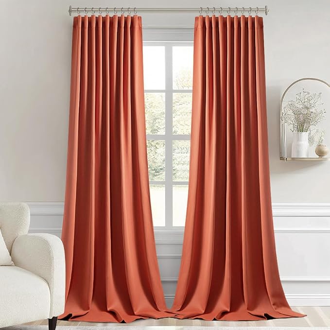 MIULEE Back Tab Burnt Orange Blackout Curtains 108 Inch Long 2 Panels Set - Image 9