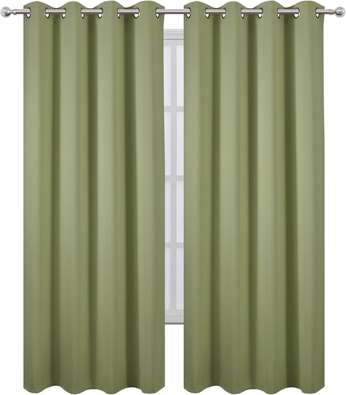 LEMOMO Blackout Curtains 52 x 90 inches Long Sage Green Curtains Set of 2 - Image 2